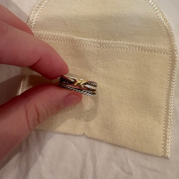 David Yurman Silver Gold X Crossover Ring - Picture 3 of 7